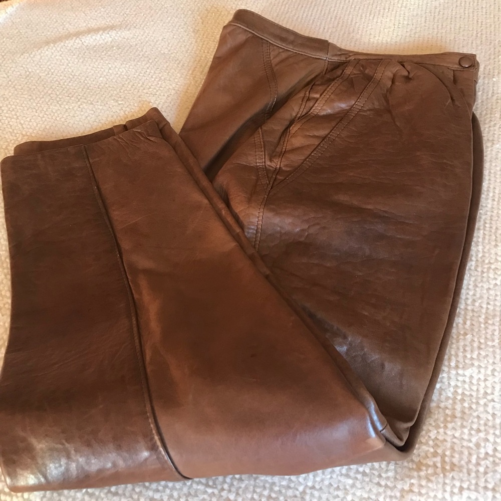 Woman’s  Vintage Cognac Leather Pants