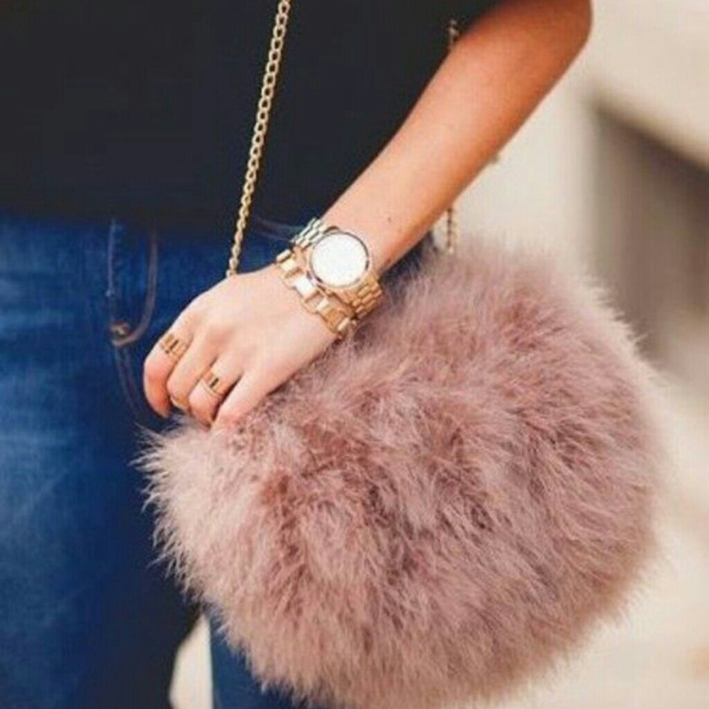 Faux fur shoulder bag