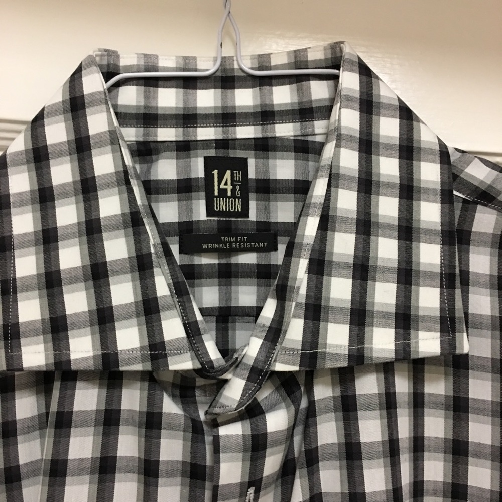 14th and Union Plaid Trim Fit Button Up