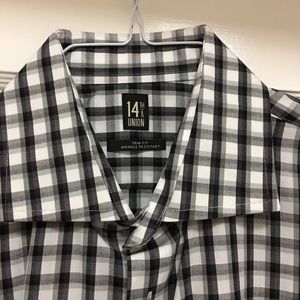 14th and Union Plaid Trim Fit Button Up