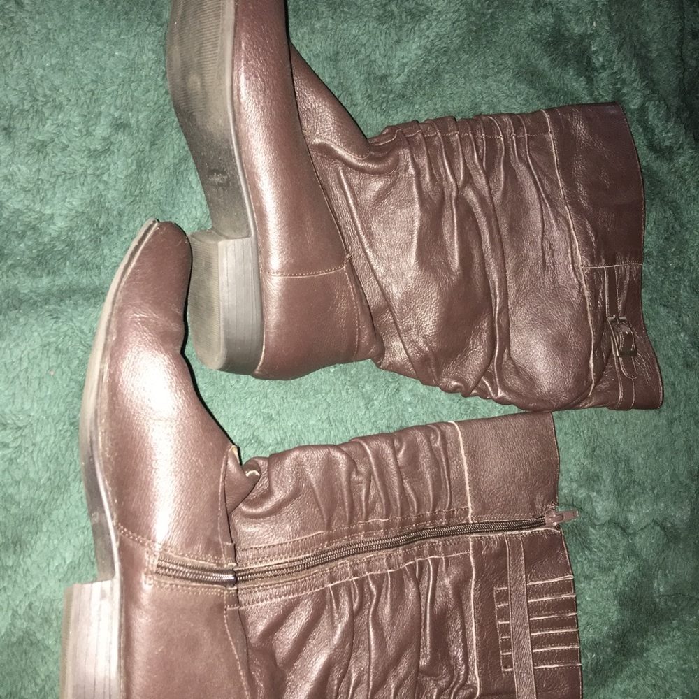 Brown Leather wide calf boots size 10