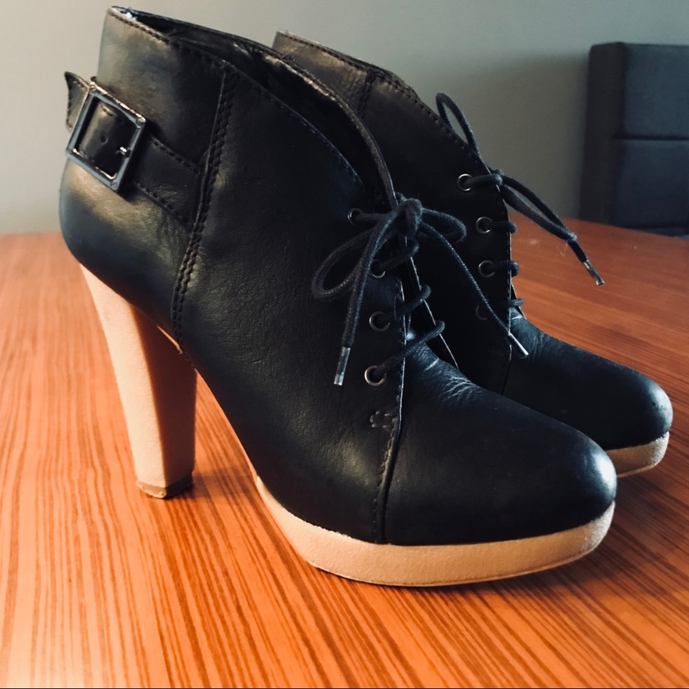 SALE!!  High Heel Lace Booties, Black, Size 7