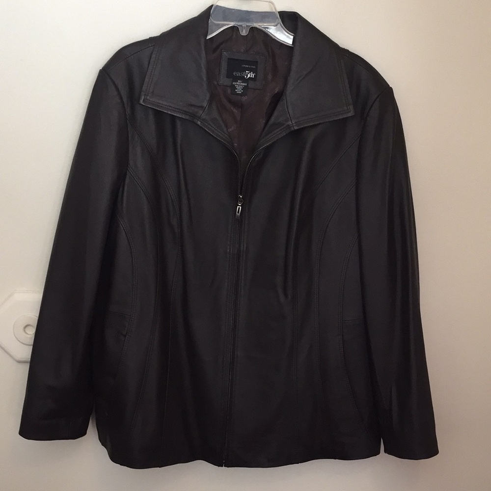 +Chocolate brown leather lined blazer/jacket 2x