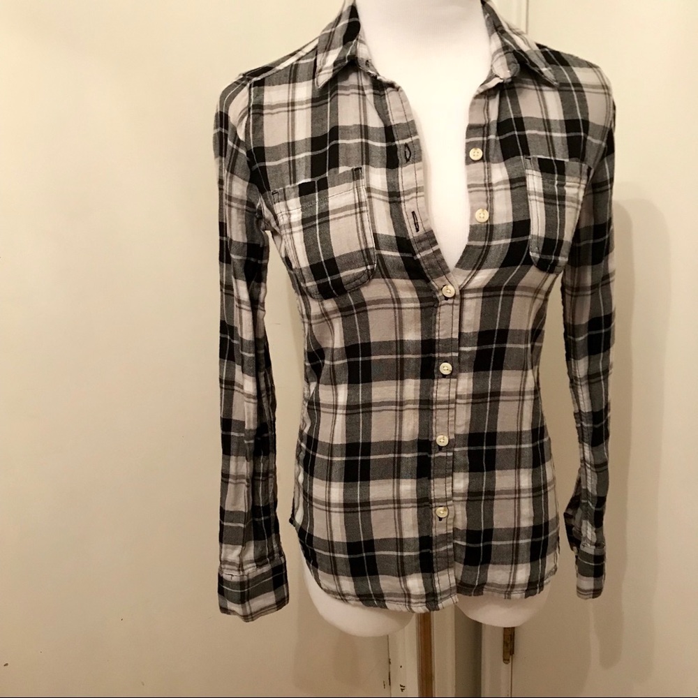 Mossimo Plaid Button Up w/ Elbow Patches