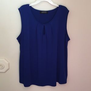 +Kasper royal blue sleeveless top 3x