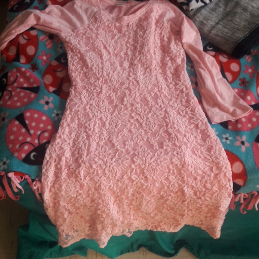 A pink lace dress