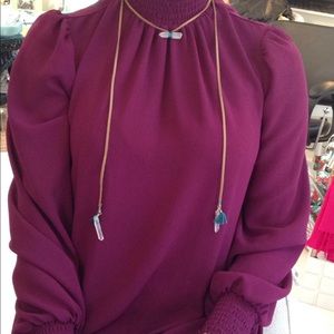 Leather lariat with crystal