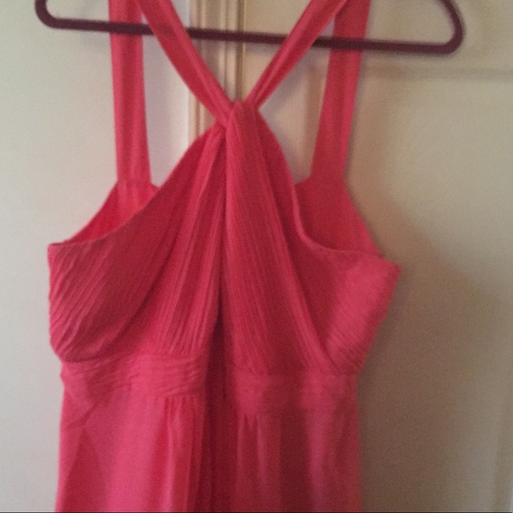 Peach colored formal gown with unique bust design. - Picture 3 of 3