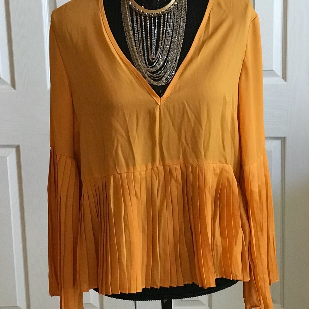 Mustard bell sleeve blouse