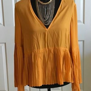 Mustard bell sleeve blouse