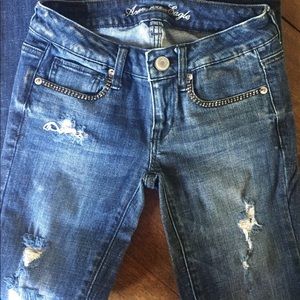 •AE• Skinny Stretch Rhinestone pocket jeans