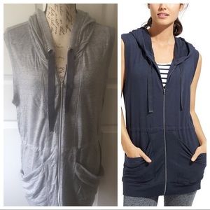 Athleta Sleeveless Hoodie Vest Medium Gray