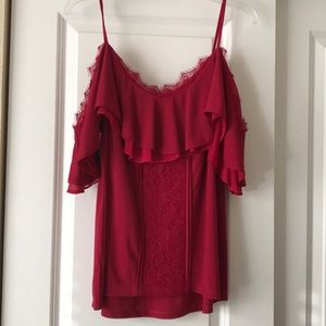 Beautiful flattering red off the shoulder top