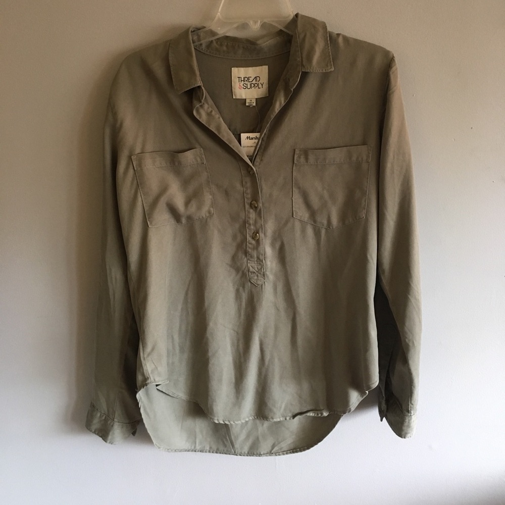 NWT Thread & Supply Half Button Shirt