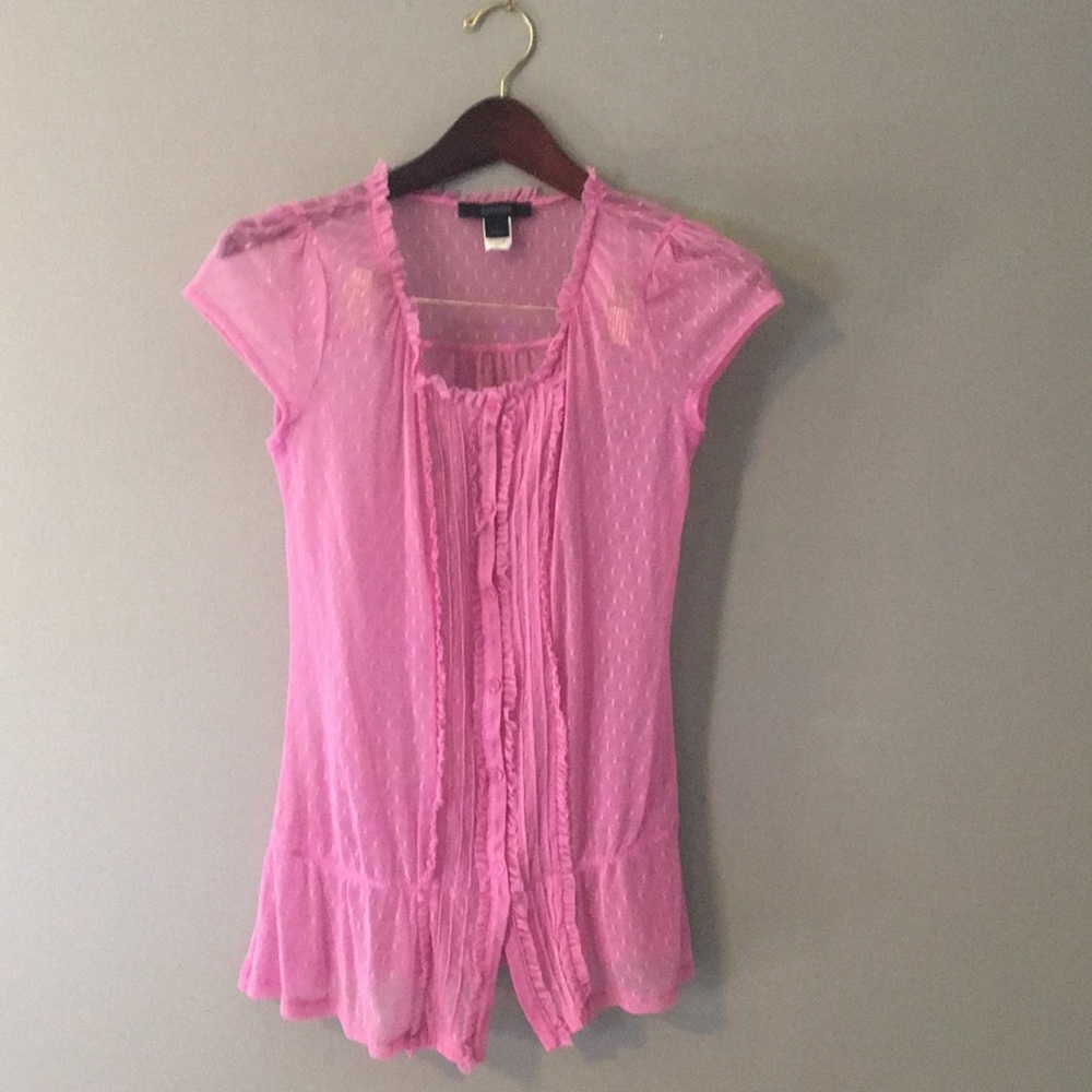 Express sheer cap sleeve top