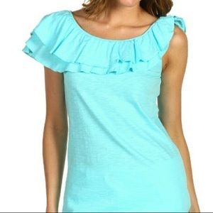Lilly Pulitzer Blue Wynne Ruffle Top!