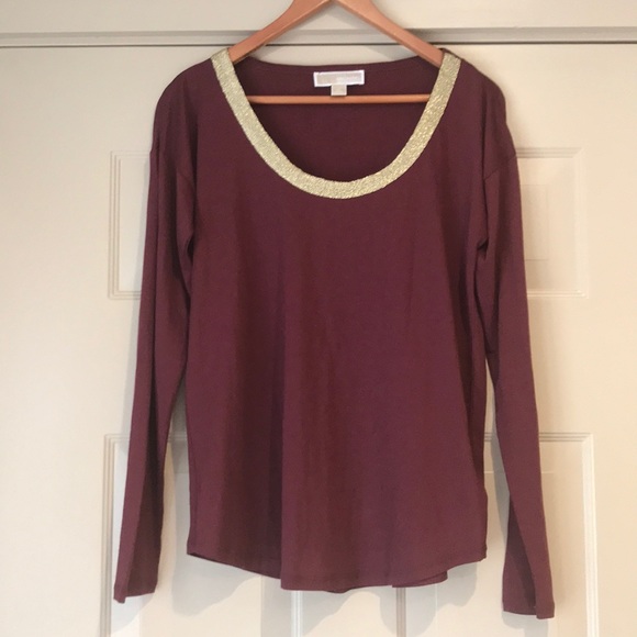 MICHAEL Michael Kors Tops - 🎄Michael Michael Kors Burgandy Top with Gold Trim