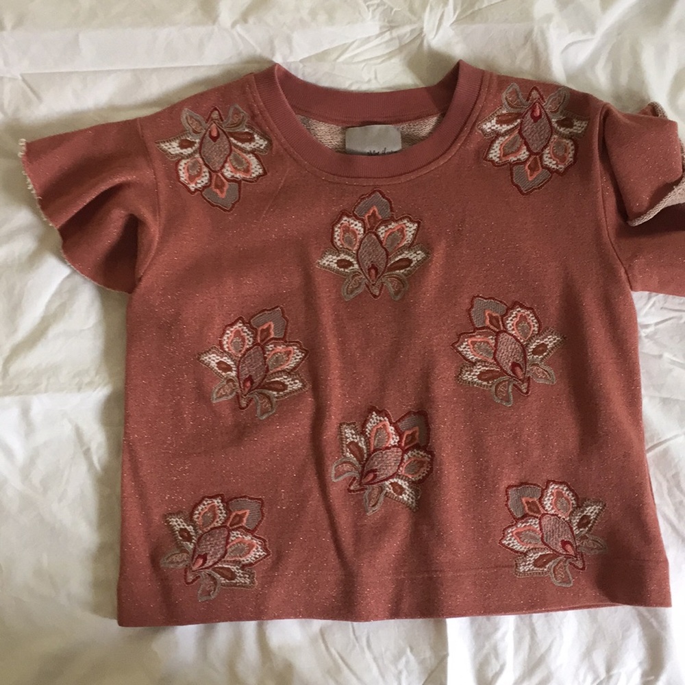 Chloe Oliver Dusty Rose Flutter Sleeve Sweatshirt