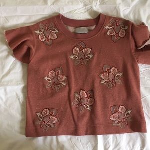Chloe Oliver Dusty Rose Flutter Sleeve Sweatshirt