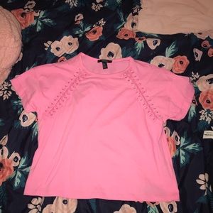 Pink lace up tee