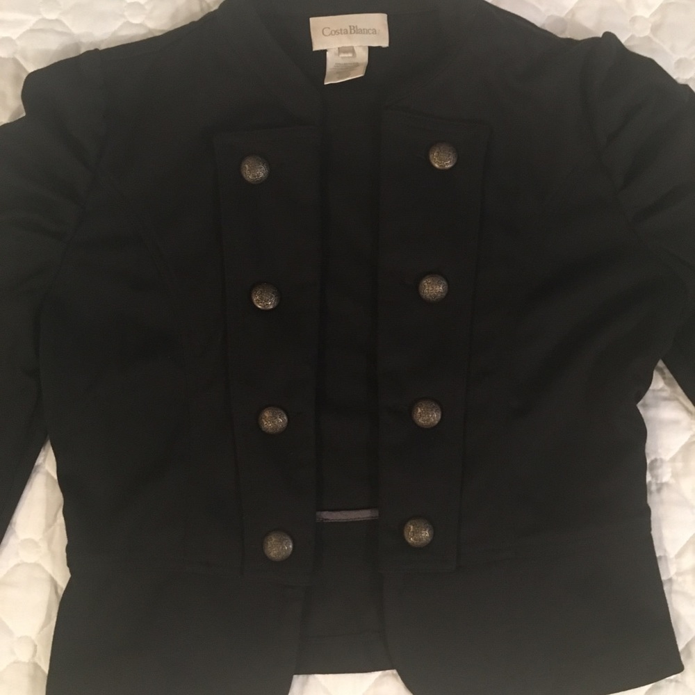 Black Embellished Jacket with Structured Sleeves