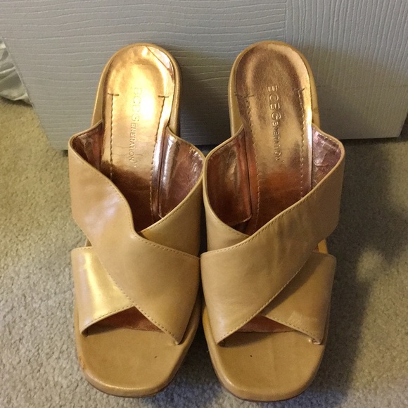 BCBGeneration orange & tan wedges! - Picture 2 of 6