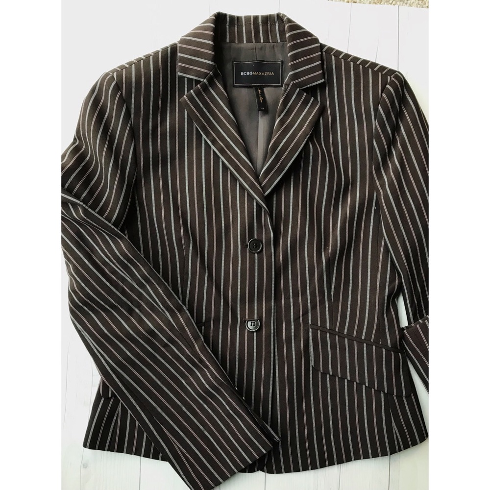 BCBGMaxAzria Brown Pinstripe Blazer