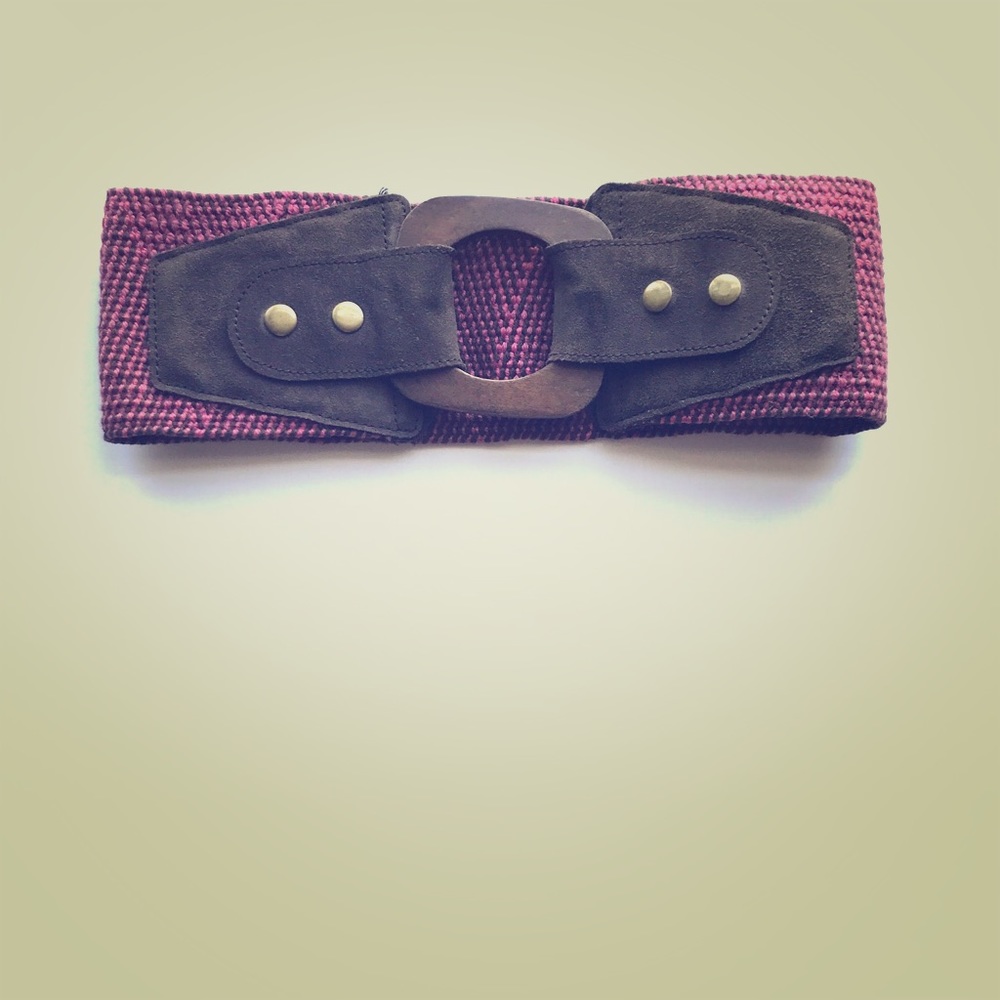 Anthropology Belt 26”-27” wood buckle