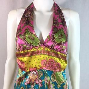 Alice & Trixie Sz S Silk Paisley Tie Halter Top