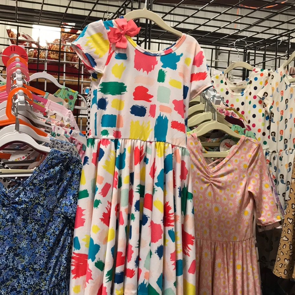 Cap sleeve paint strikes dress