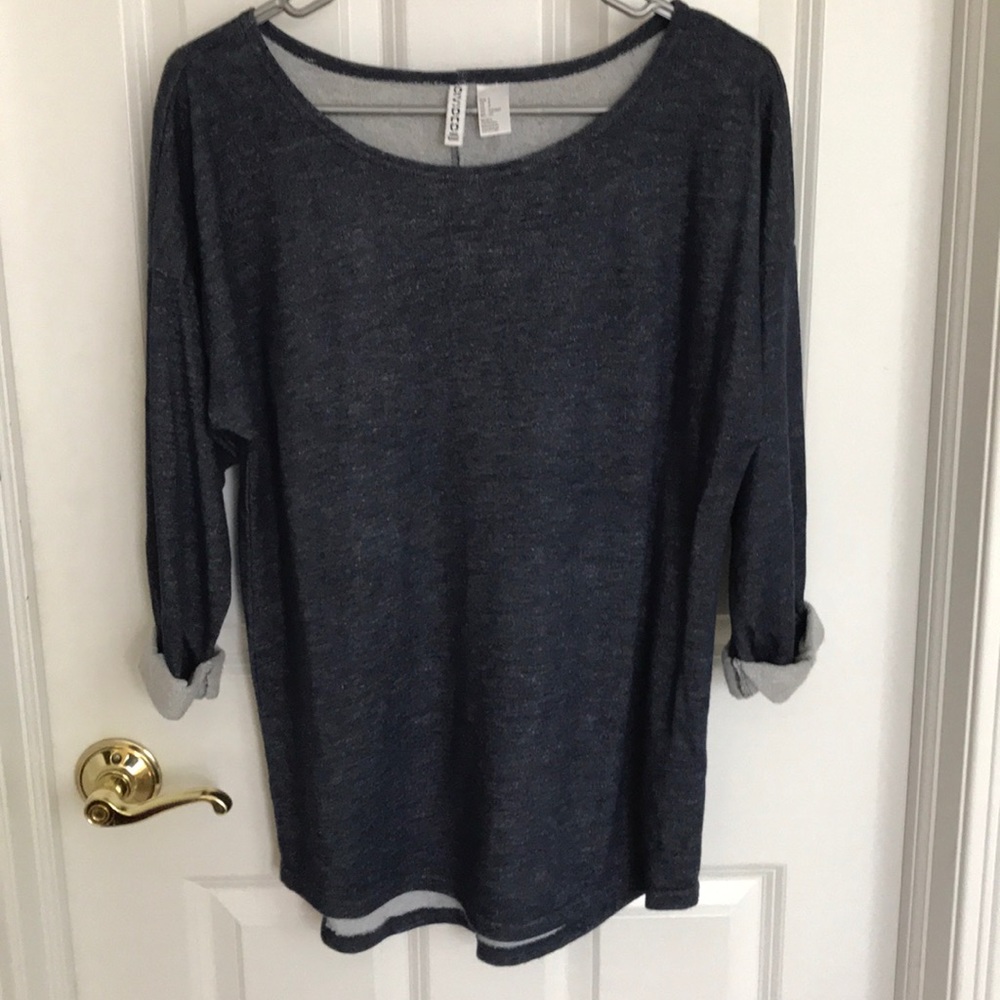 SOFT NAVY HEATHERED 3/4 SLEEVE SHIRT