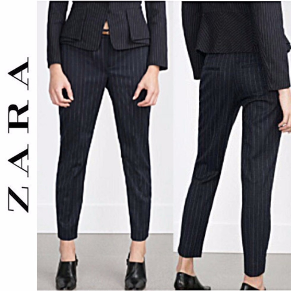 Zara Navy Pinstripe Pants