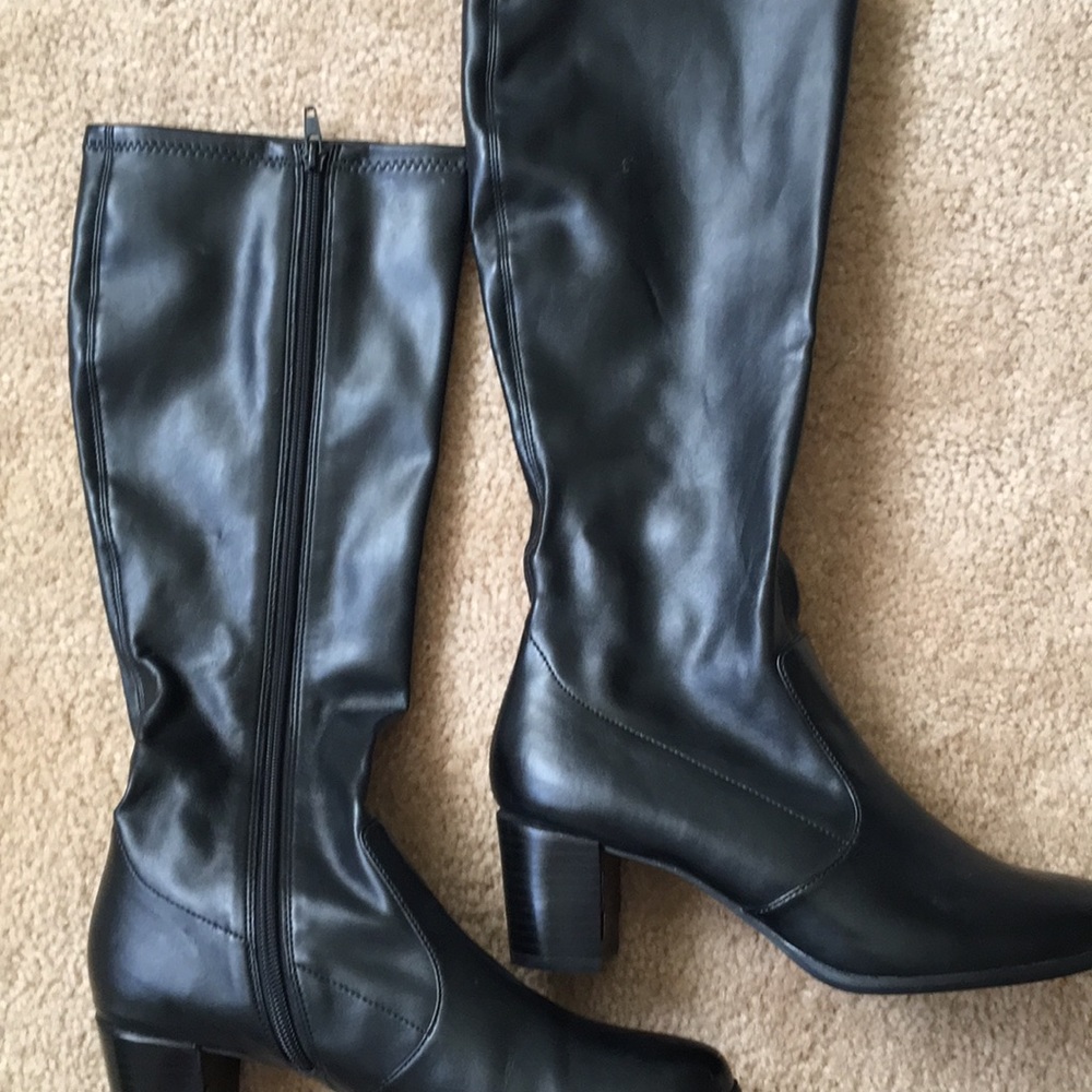 Karen Scott pleather style boots with a 2" heal.