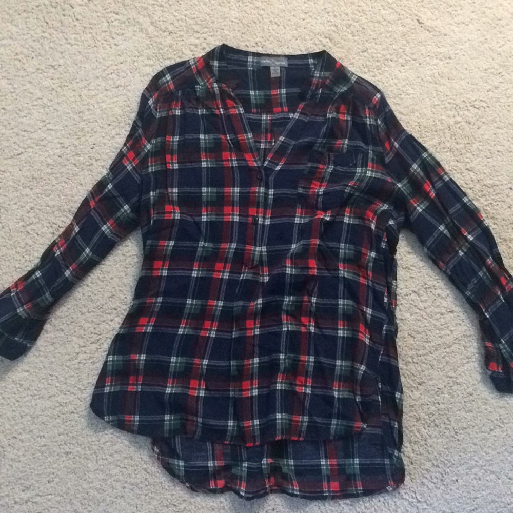 Market and Spruce plaid top