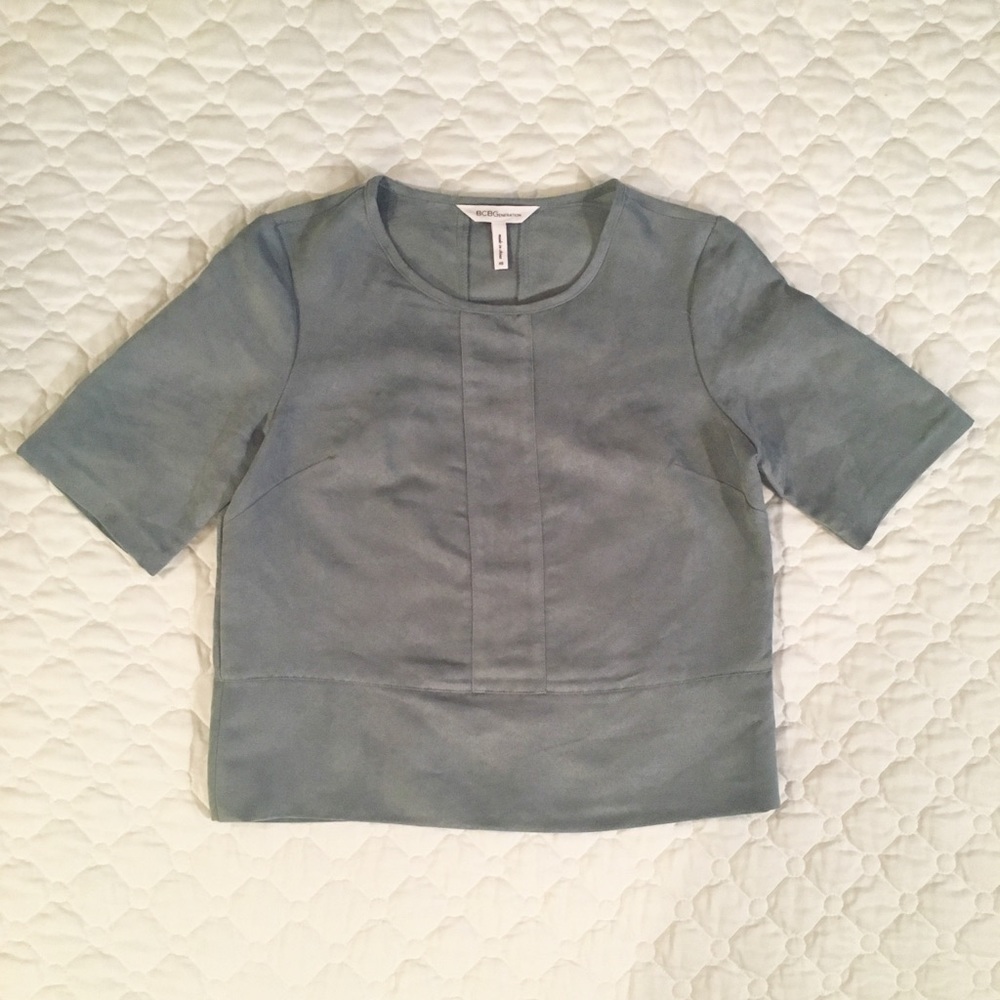 BCBG faux suede top
