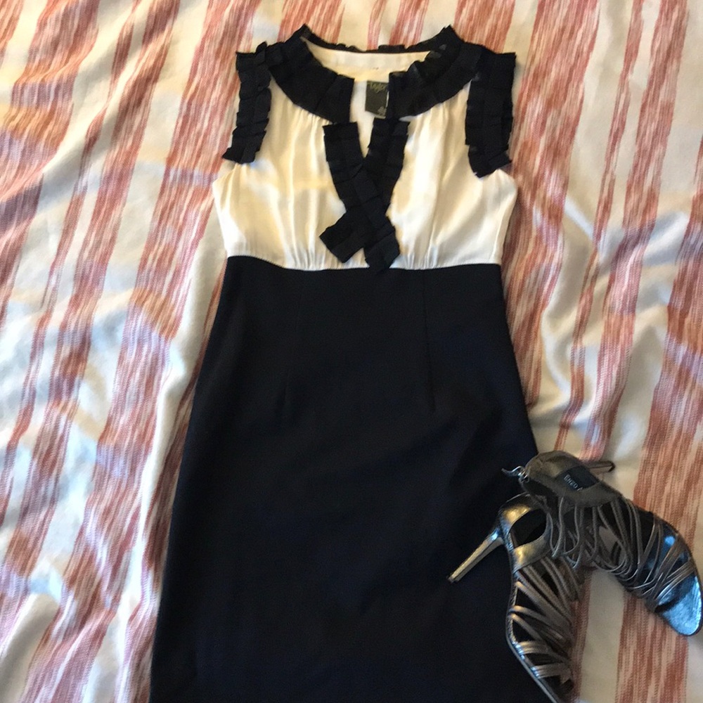 🆕⭐️⭐️Stylish Black and Cream Fitted Knit Dress