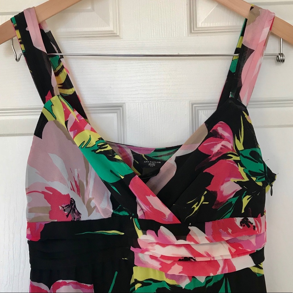 Ann Taylor petites floral black maxi dress