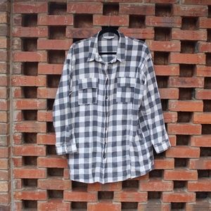 Grey and White Button Down Shirt