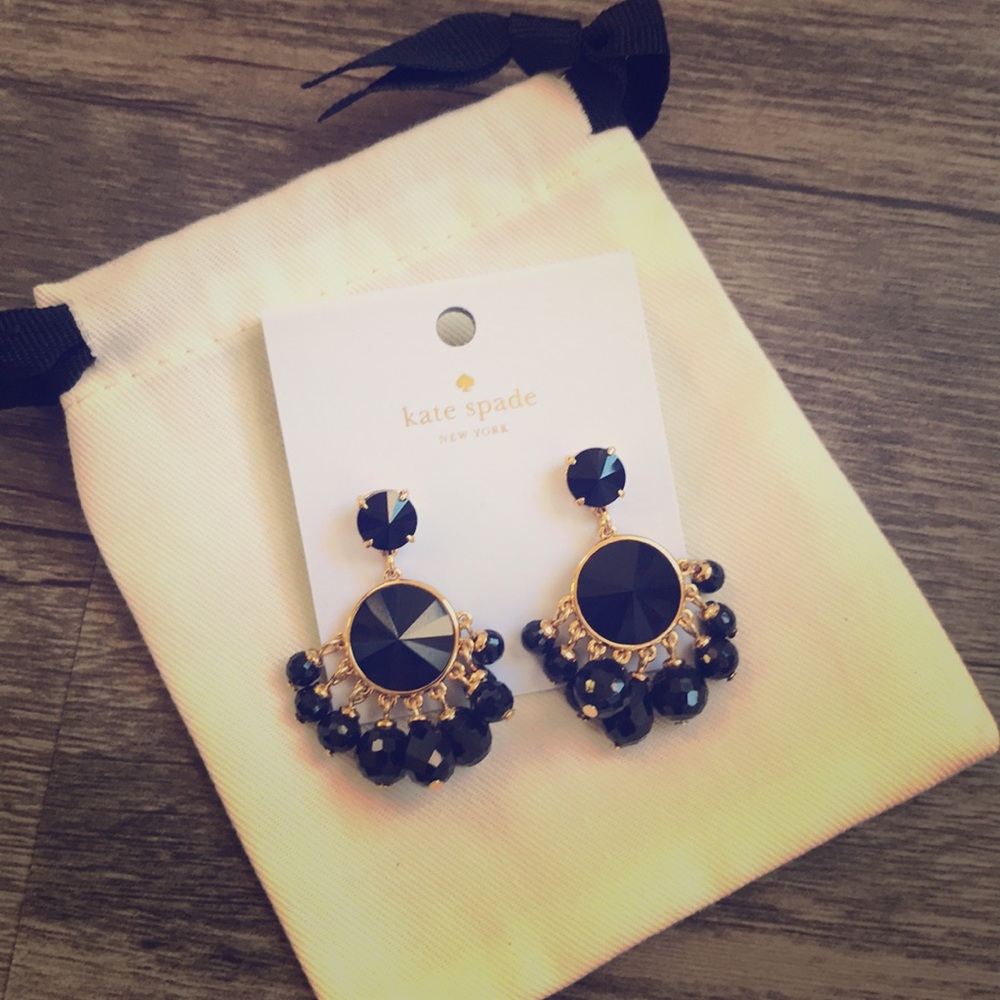 Beautiful Dangly Kate Spade Black & Gold Earrings