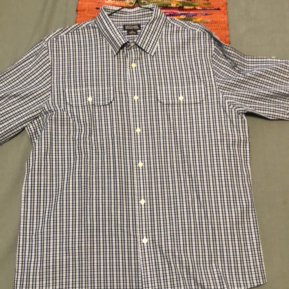 Michael kors blue gray and white XL button down