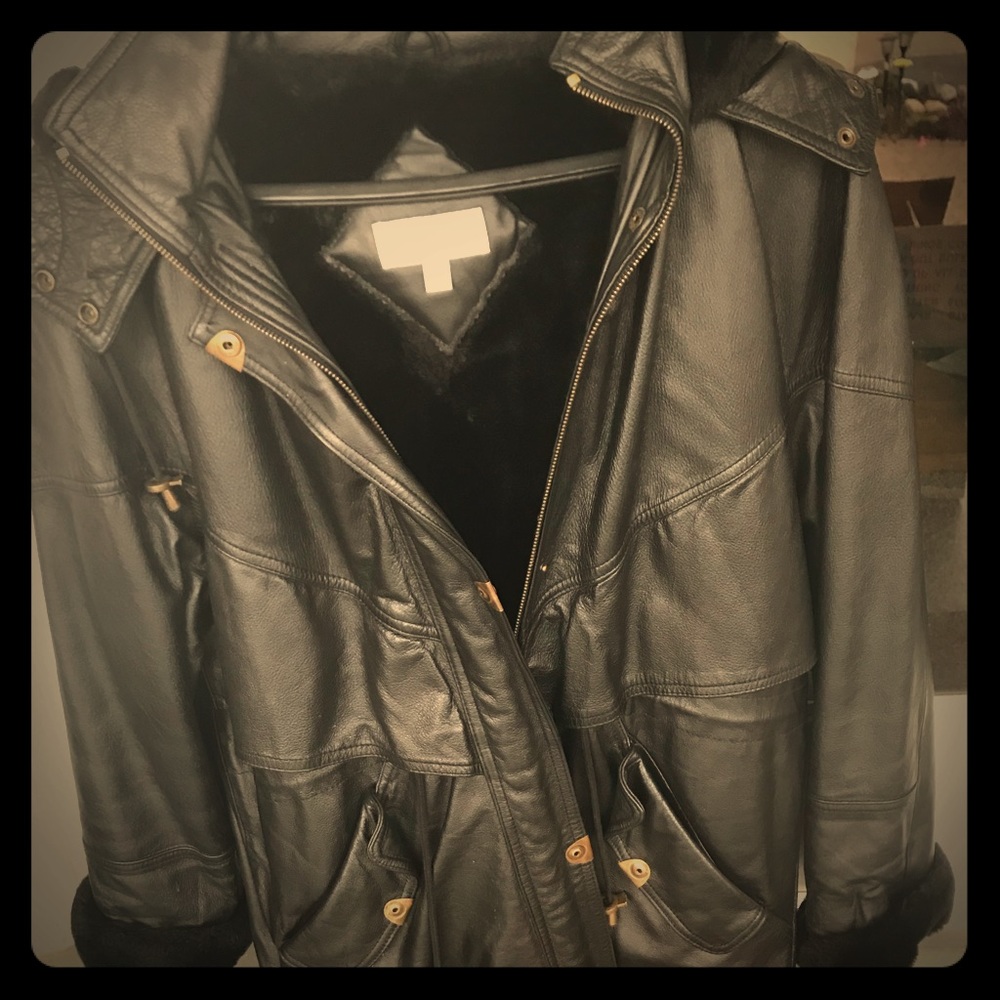 Vintage Black Leather Coat