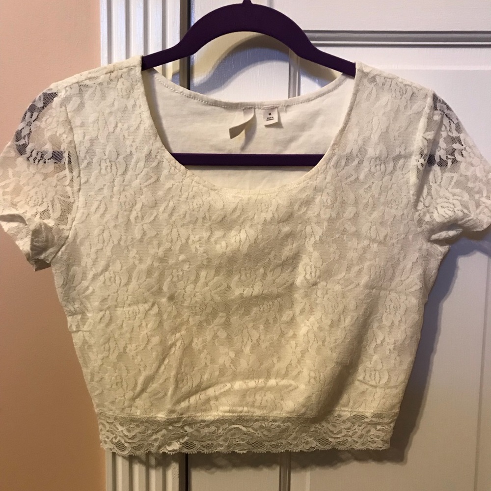 Off White Lace Crop Top
