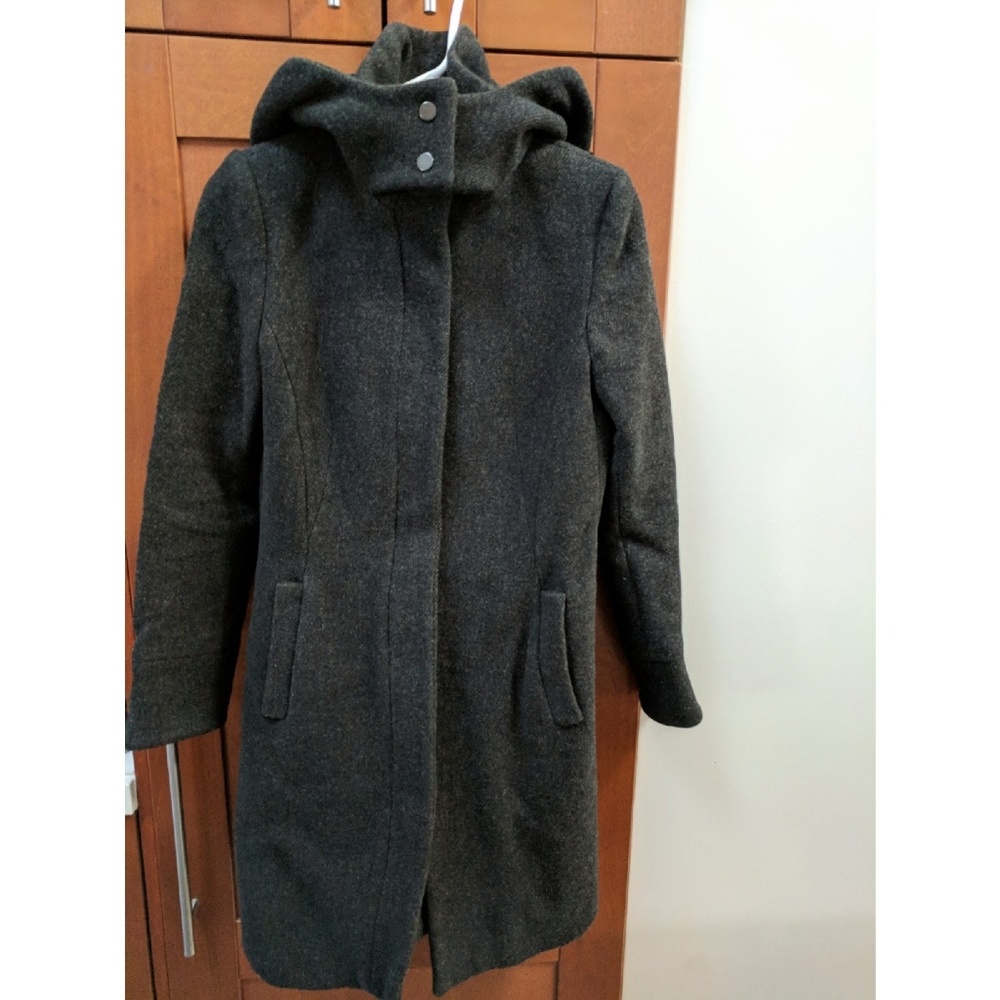 Zara Charcoal Gray Hooded Coat
