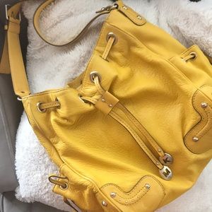 Yellow Michael Kors Large Crossbody Bucket Bag