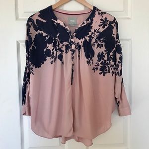 Anthropologie Maeve pink/navy flowy top