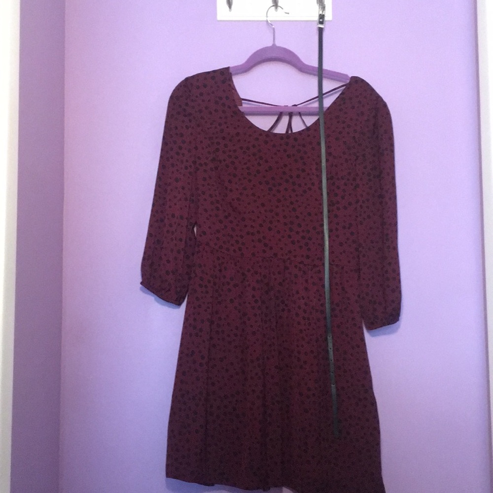 Burgundy polka dot dress
