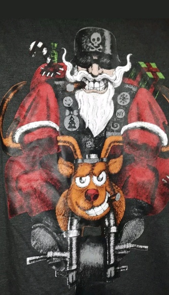 New Mens Ugly Biker Christmas Sweatshirt Sz M - Picture 2 of 4