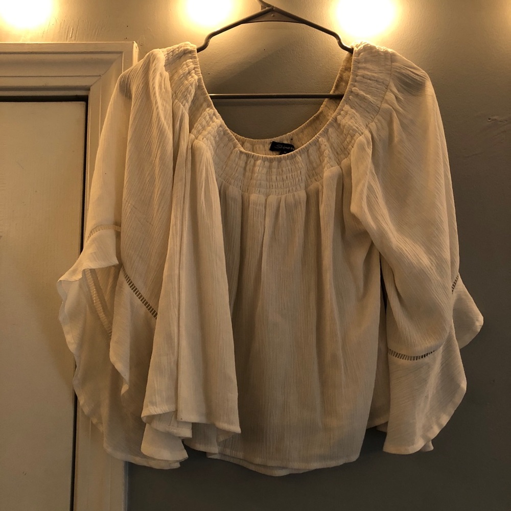 White off the shoulder shirt