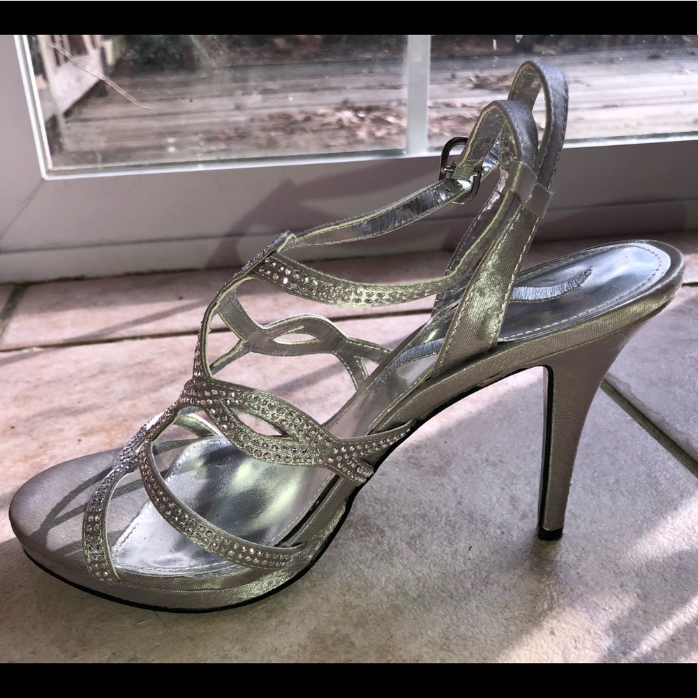 Silver strapy high heels