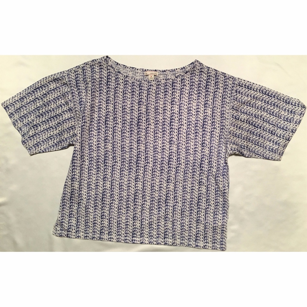 Gap Cropped T-Shirt (M) Blue & White